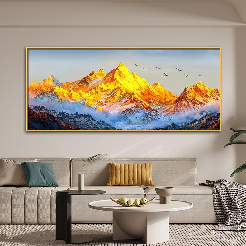 2025新款钻石画日照金山风景画靠山图客厅办公室贴钻十字绣钻石绣