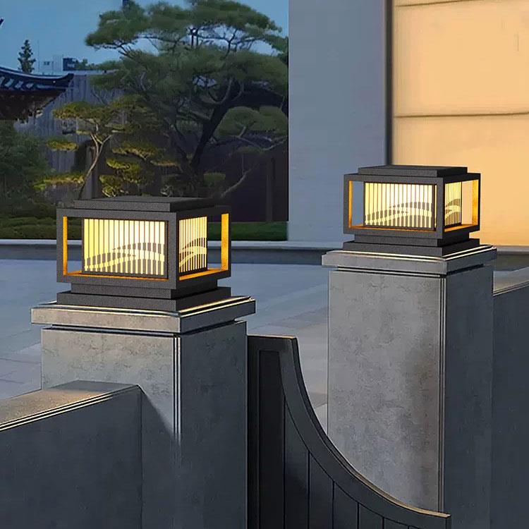 新中式太阳能柱头灯别墅庭院柱子灯围墙花园灯加厚铝材户外防水灯