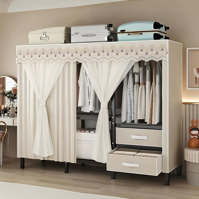 衣柜免安装折叠布衣柜家用卧室出租房用带抽屉钢架结实耐用收纳柜