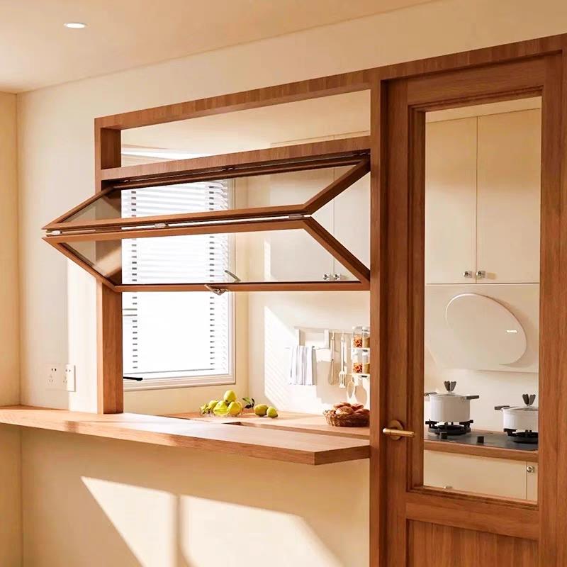 上下折叠窗原木风拉门窗书房门客厅卧室门对开 门日式窗户玻璃窗