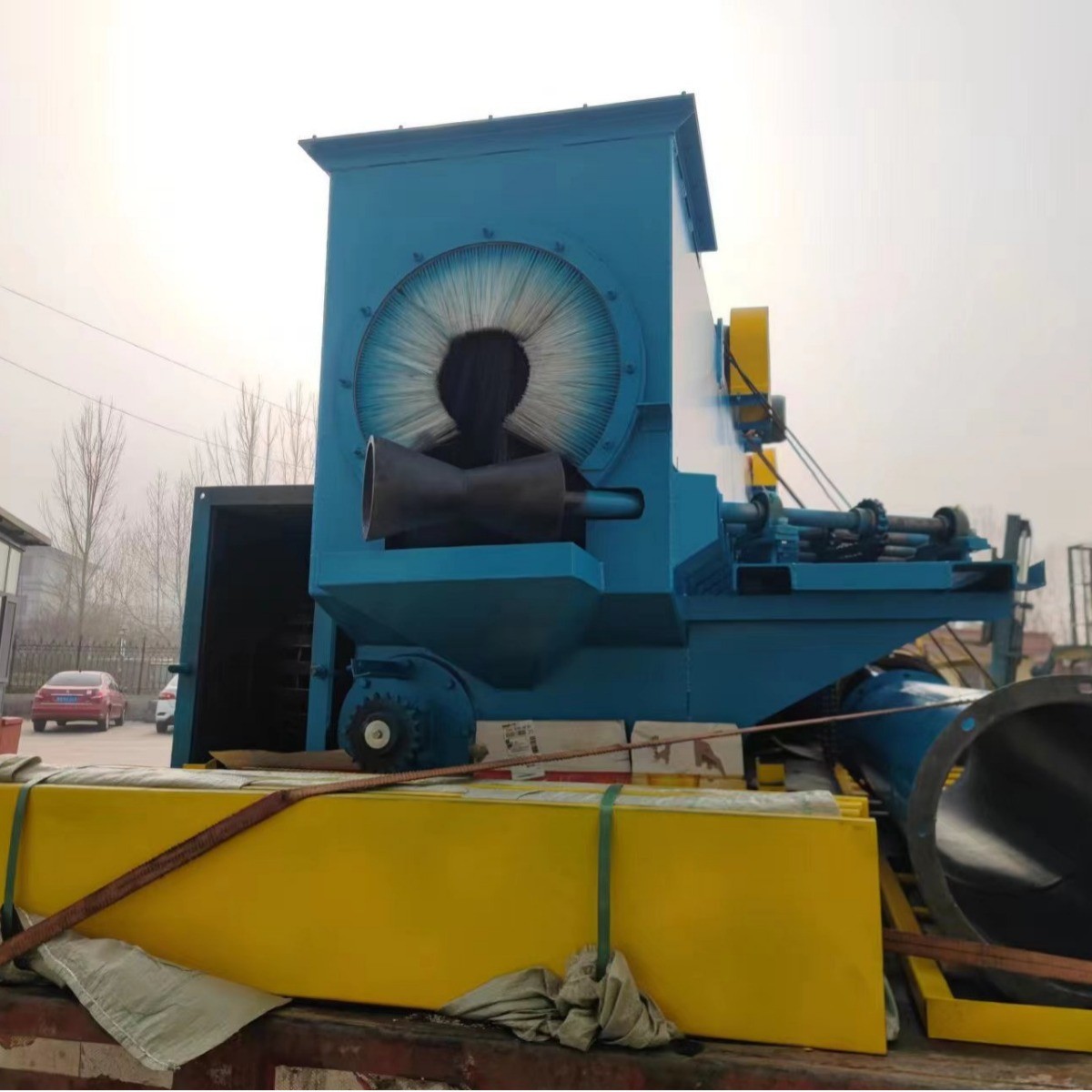 厂家定制圆管管道钢瓶外壁除锈清理连续自动外壁钢管气瓶抛丸机