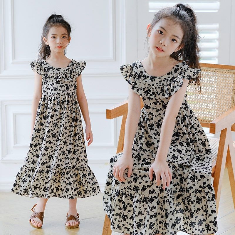 女童雪纺连衣裙夏款2024新款女孩洋气印花沙滩长裙儿童森系公主裙,童装/婴儿装/亲子装,连衣裙,淘宝优惠券,粉丝福利购,淘宝优惠卷