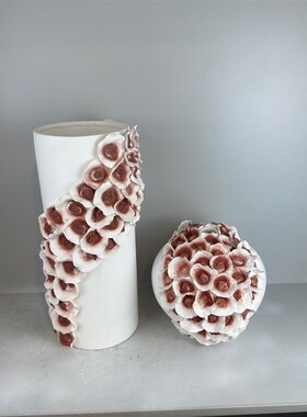 现代极简陶瓷花器花瓶摆件样板房售楼处客厅书房博古架软装