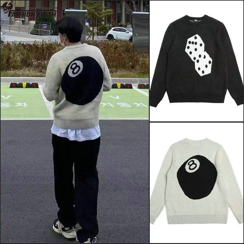 2024秋冬新款双骰子图案套头针织衫柔软男女宽松马海毛羊毛衣潮牌,男装,针织衫/毛衣,淘宝优惠券,粉丝福利购,淘宝优惠卷
