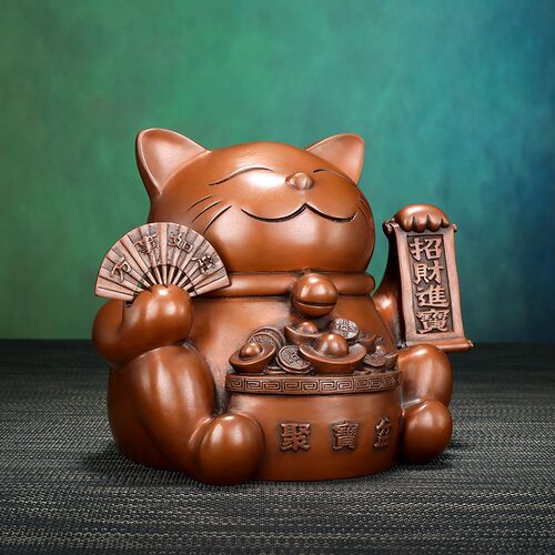 紫铜储蓄罐猫摆件办公室家居工艺品店铺收银台开业礼品