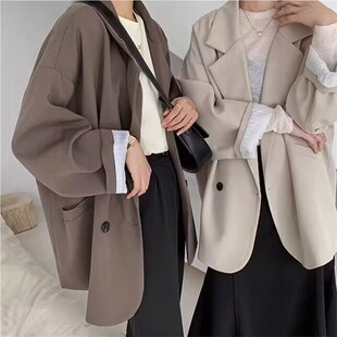 春秋季白色西装外套女2025年春秋新款休闲网红炸街宽松小个子西服