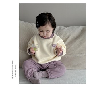 韩版春秋女童纯棉宽松上衣洋气女婴儿长袖上衣休闲运动裤薄绒套装
