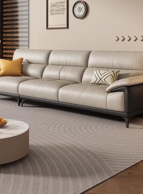 途帛真皮沙发奶油风头层牛皮真皮小户型组合意式极简客厅皮艺北欧