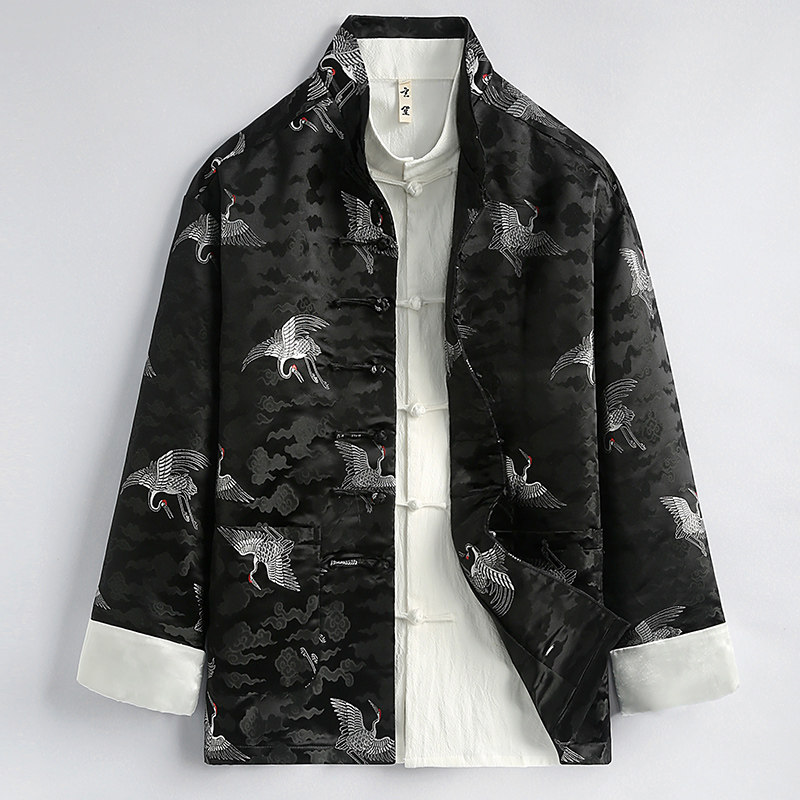 唐装外套男春季新款国潮中国风男装改良中式印花男仙鹤印花上衣男,男装,唐装,淘宝优惠券,粉丝福利购,淘宝优惠卷