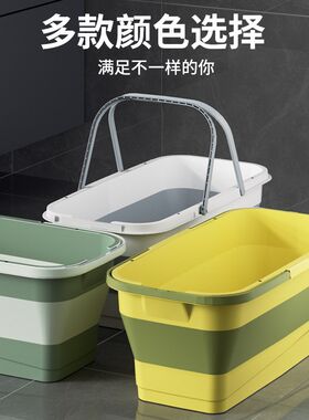 折叠拖把桶户外钓鱼双提手加厚可收缩钓鱼桶异收便捷脏水桶