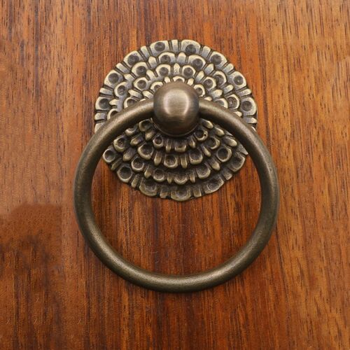 中式仿古纯铜木门圆形房间门把手铜拉环简约圆环古典铜环铜箔拉手