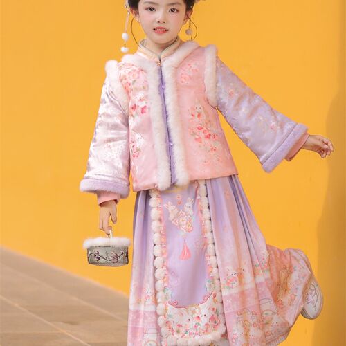 汉服女童秋冬季2025新款儿童中国风唐装古风女孩冬装加厚套装裙子
