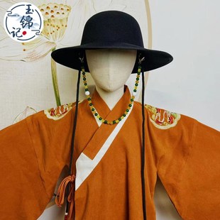 玉锦记男童明朝明制汉服帽子中国风男宝大帽古装珠子圆帽武侠黑帽