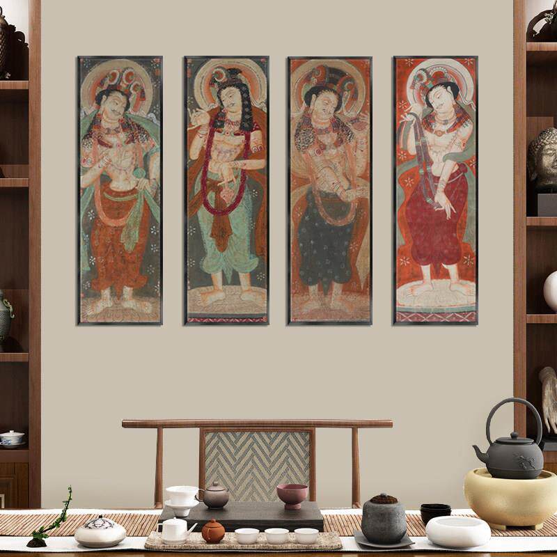 龟兹华彩可来图定制纯手绘壁画玄关装饰画国画颜料制作