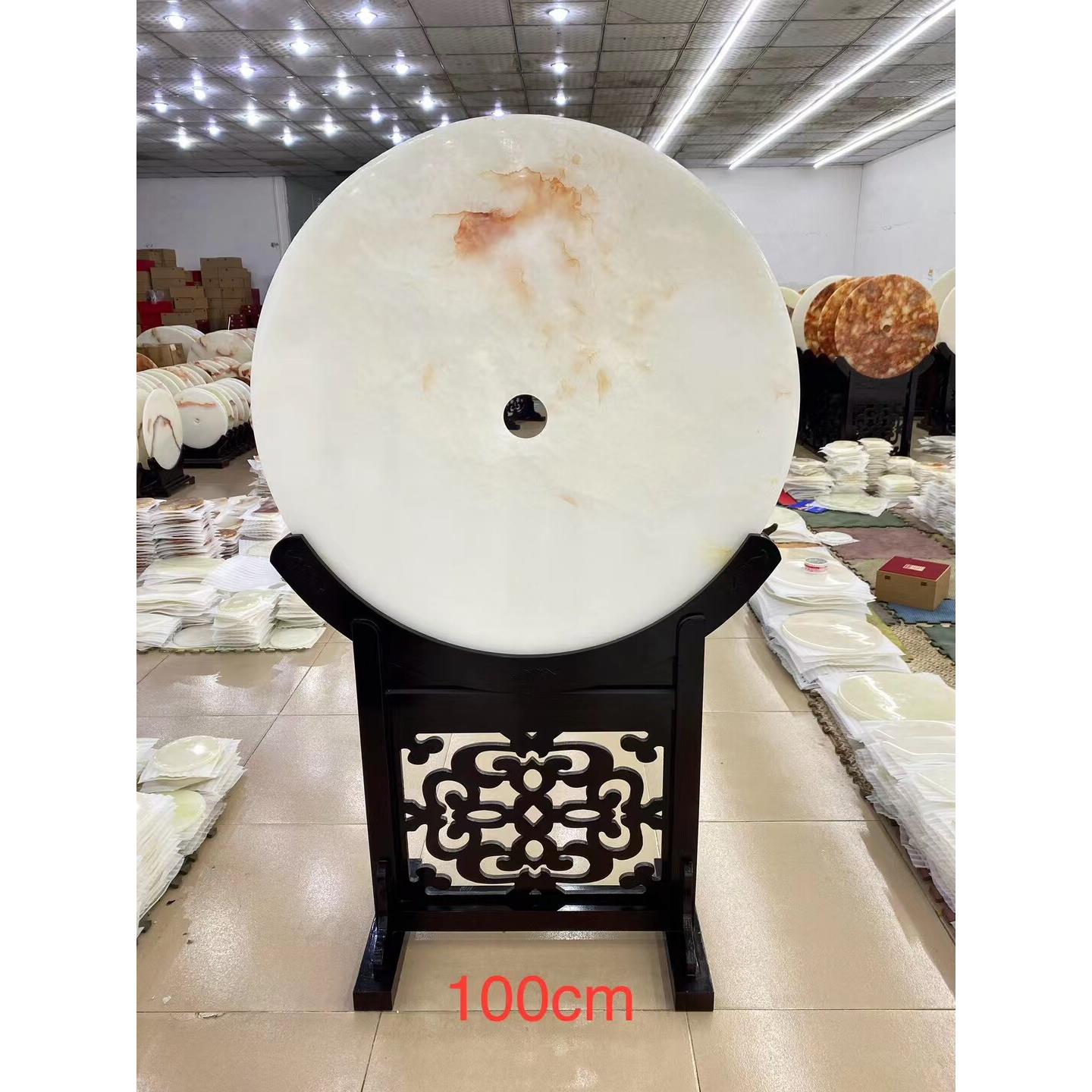 天然阿富汗玉石摆饰家居玉壁大号平安扣摆件中式屏风装饰乔迁摆件