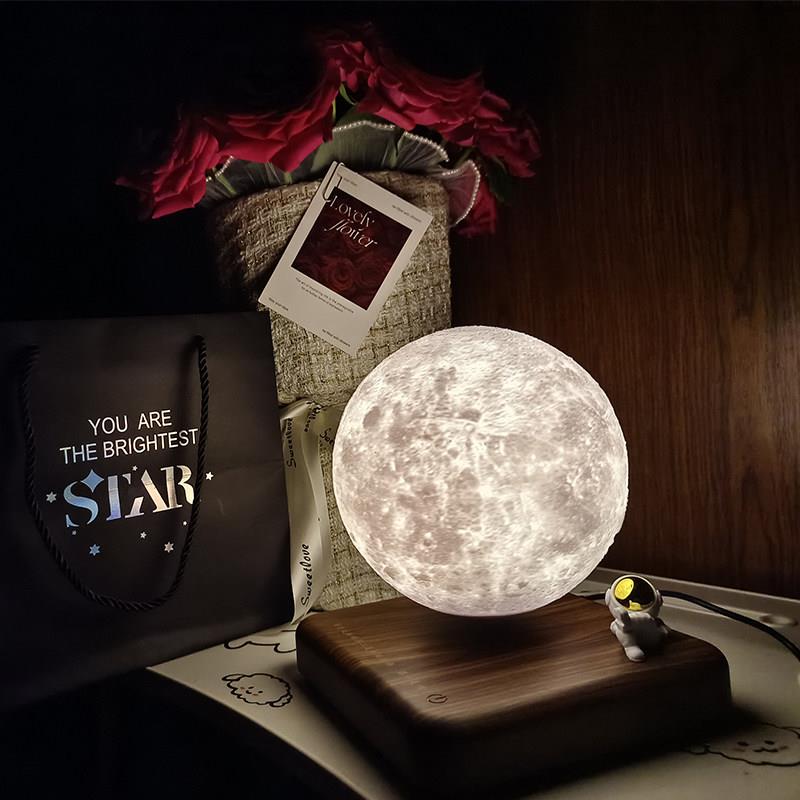 磁浮月球灯摆件土星灯地球仪卧室小夜灯桌面装饰摆饰妇女节礼品