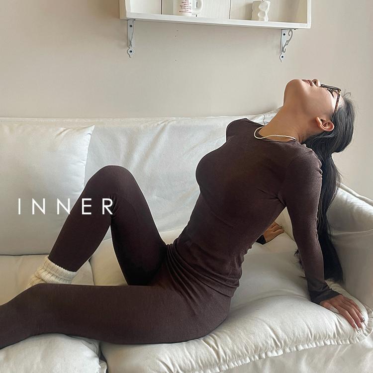 INNER樱内 修身美体显瘦秋衣秋裤女薄款正肩打底衫保暖内衣套装