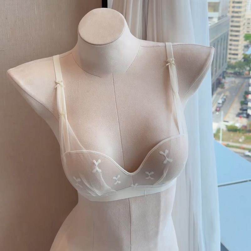 法式内衣少女蕾丝蝴蝶结小胸聚拢显大蜜桃胸2026年新款无钢圈文胸