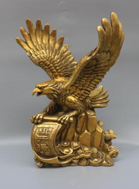 铜雄鹰摆件纯铜大展鸿图老鹰家居办公室装饰品大鹏展翅鹰桌面摆件