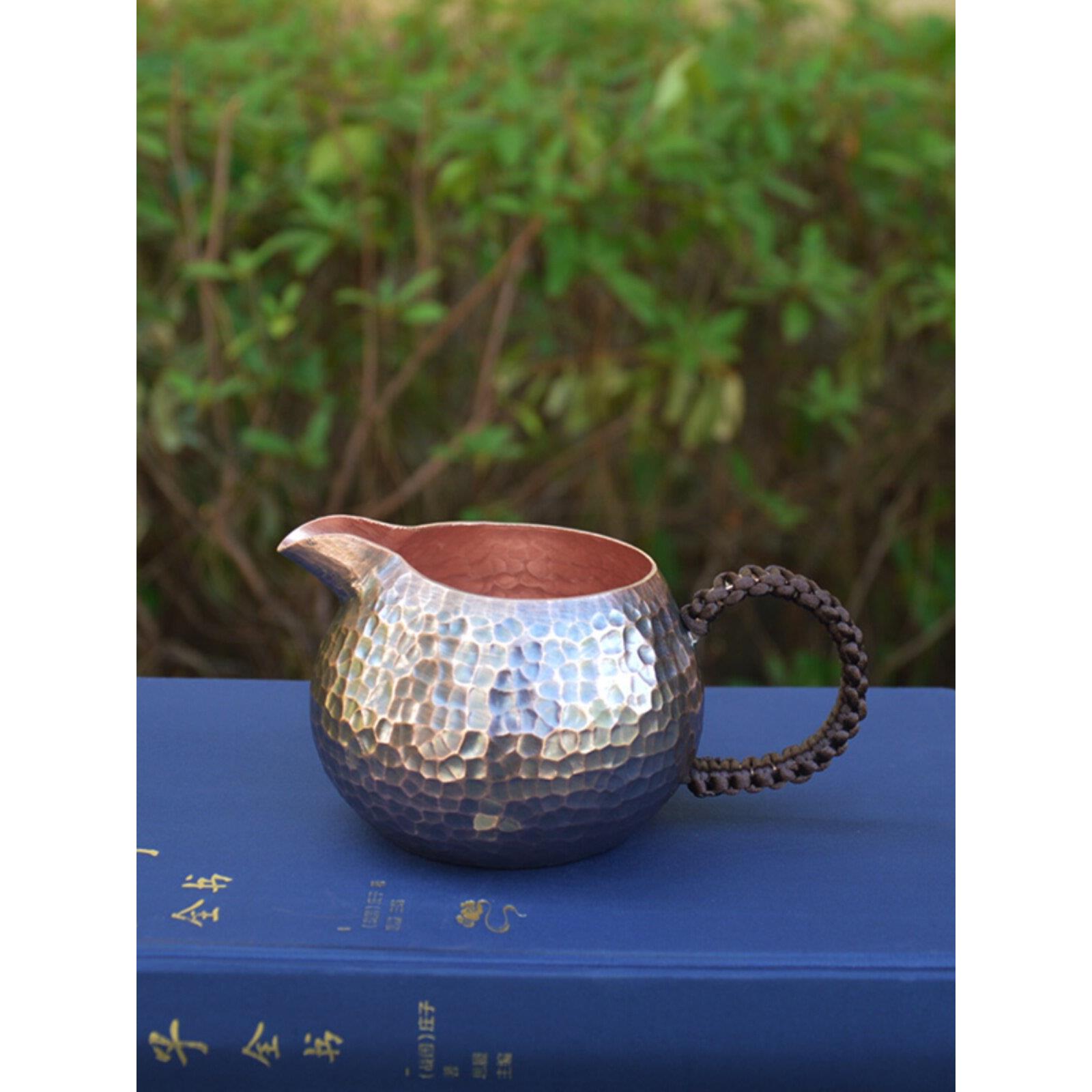 中式纯手工锤目纹紫铜侧把公道杯加厚茶海分茶器匀杯公杯功夫茶具