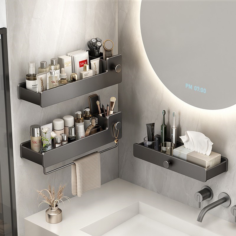 德国浴室置物架免打孔卫生间厕所A壁挂墙上洗漱台卫浴用品收纳架