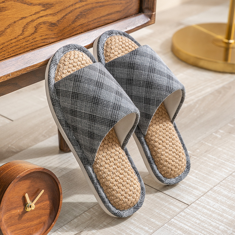 亚麻拖鞋男春h夏室内家居家用厚底四季透气情侣日式棉麻拖鞋女夏