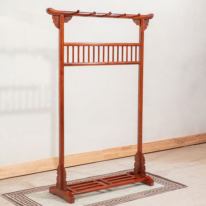衣帽架新中e式简约落地红木全实木整装源头工厂牢固挂大衣架子