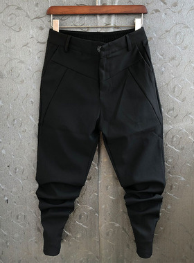 西裤男纯色男士商务休闲裤修身韩版小脚裤子男铅笔W裤黑色束脚裤