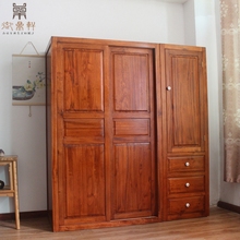 现代简约香樟f实木衣柜推拉门滑动1.2 1.8m米长宽小户型挂衣橱整