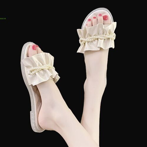 新款2024凉时尚外穿款法式士珍珠一F字拖夏外穿外穿夏季女拖鞋凉