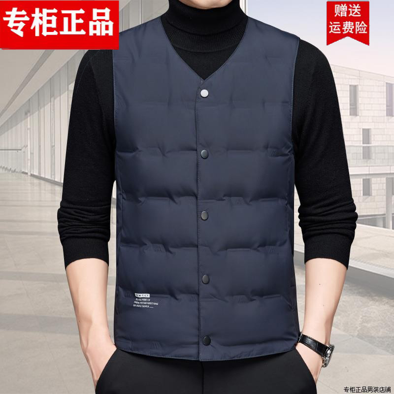 V领羽绒马甲男冬j季轻薄款内穿保暖背心宽松大尺码内胆休闲马夹外