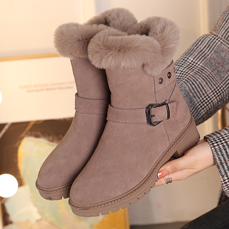 加绒马丁靴女冬季棉靴2021新款B磨砂皮短靴大码女鞋棉鞋时尚雪地