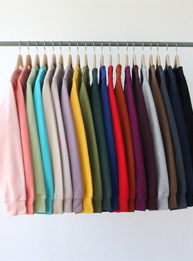 22年秋季新款纯色300克双面卫衣布料套头圆领卫衣男 女b.f风宽松