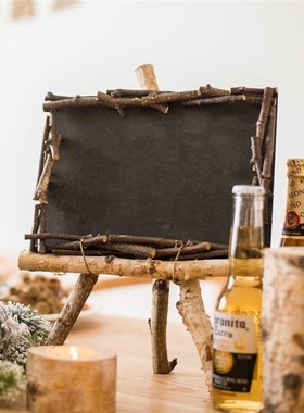 原木小黑板挂式支架式装饰摆件道具咖啡馆吧台P幼儿园装饰拍摄道