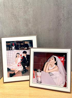 金属相框组合照片定制玫瑰金多边形韩式轻奢婚纱全家福宝宝照摆台