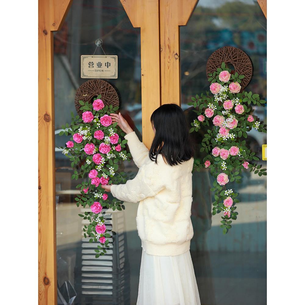 模拟挂花装饰塑料植物挂墙挂假花客厅挂墙挂兰挂篮藤挂墙挂花藤