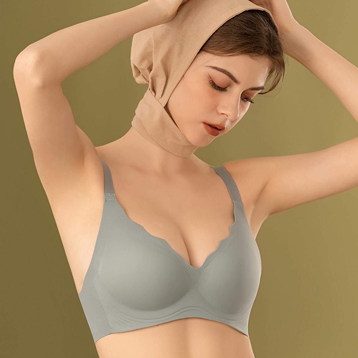 果冻软条软支撑内衣女薄款侧边收副乳无感按摩杯聚拢大胸显小文胸