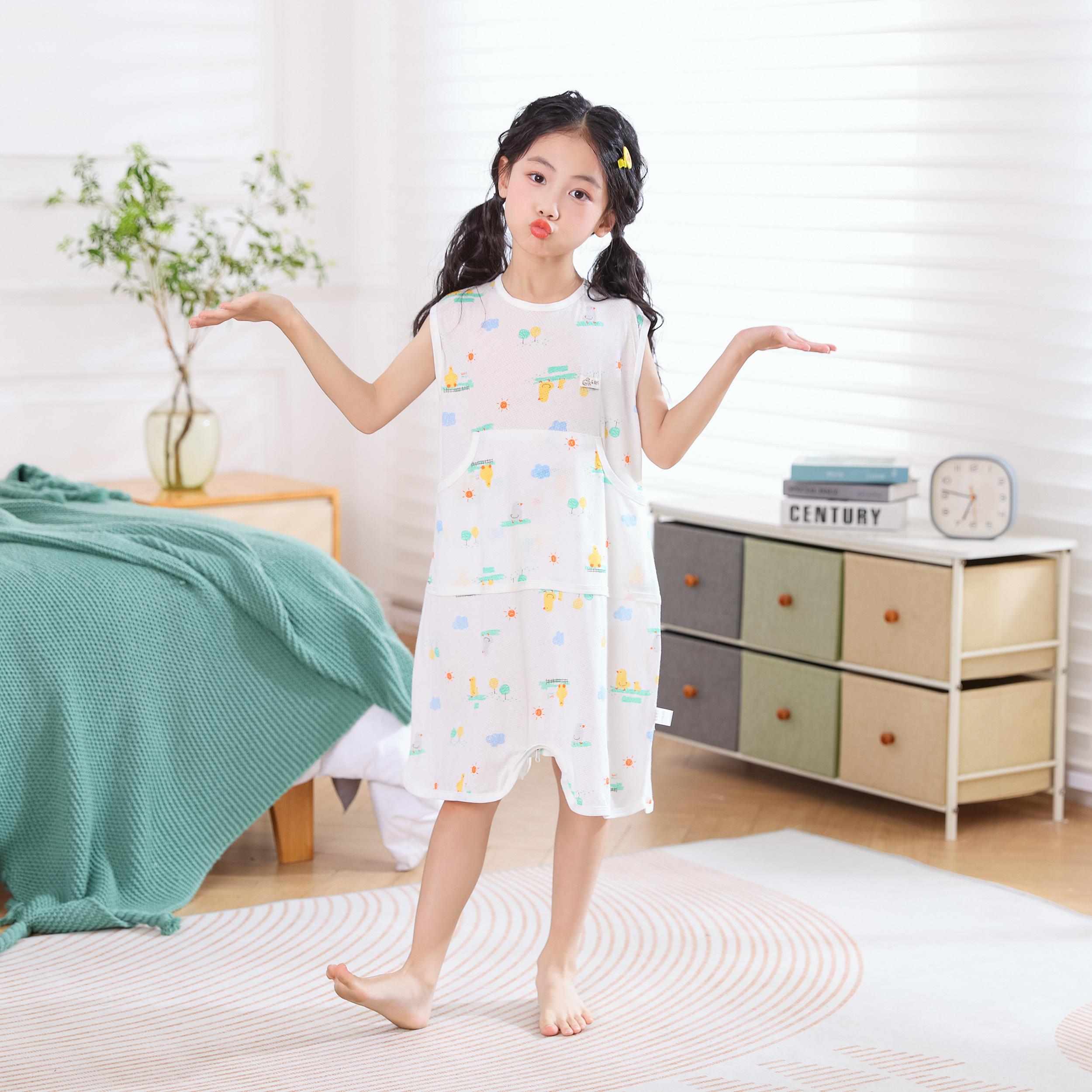 男童女童防踢被空调背心网眼夏季薄男女童空调分腿A类凉感透气