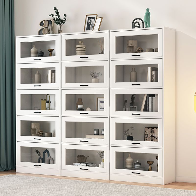 实木书架置物架落地带玻璃门防尘客厅儿童玩具收纳柜简易组合书柜