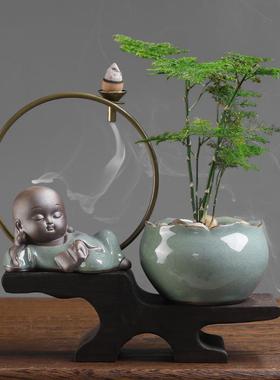 创意中式陶瓷家居绿植装饰品客厅现代玄关花卉摆件办公室桌面摆设