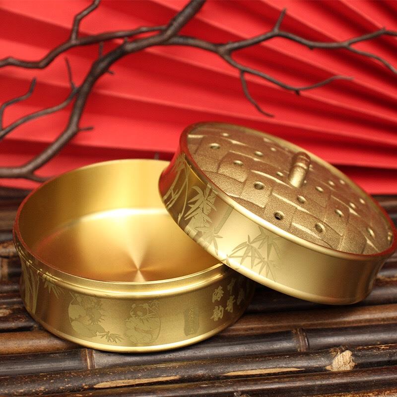 黄铜事业蒸笼蒸蒸日上百福盘珠宝首饰盒香粉茶叶罐储物收纳盒摆件