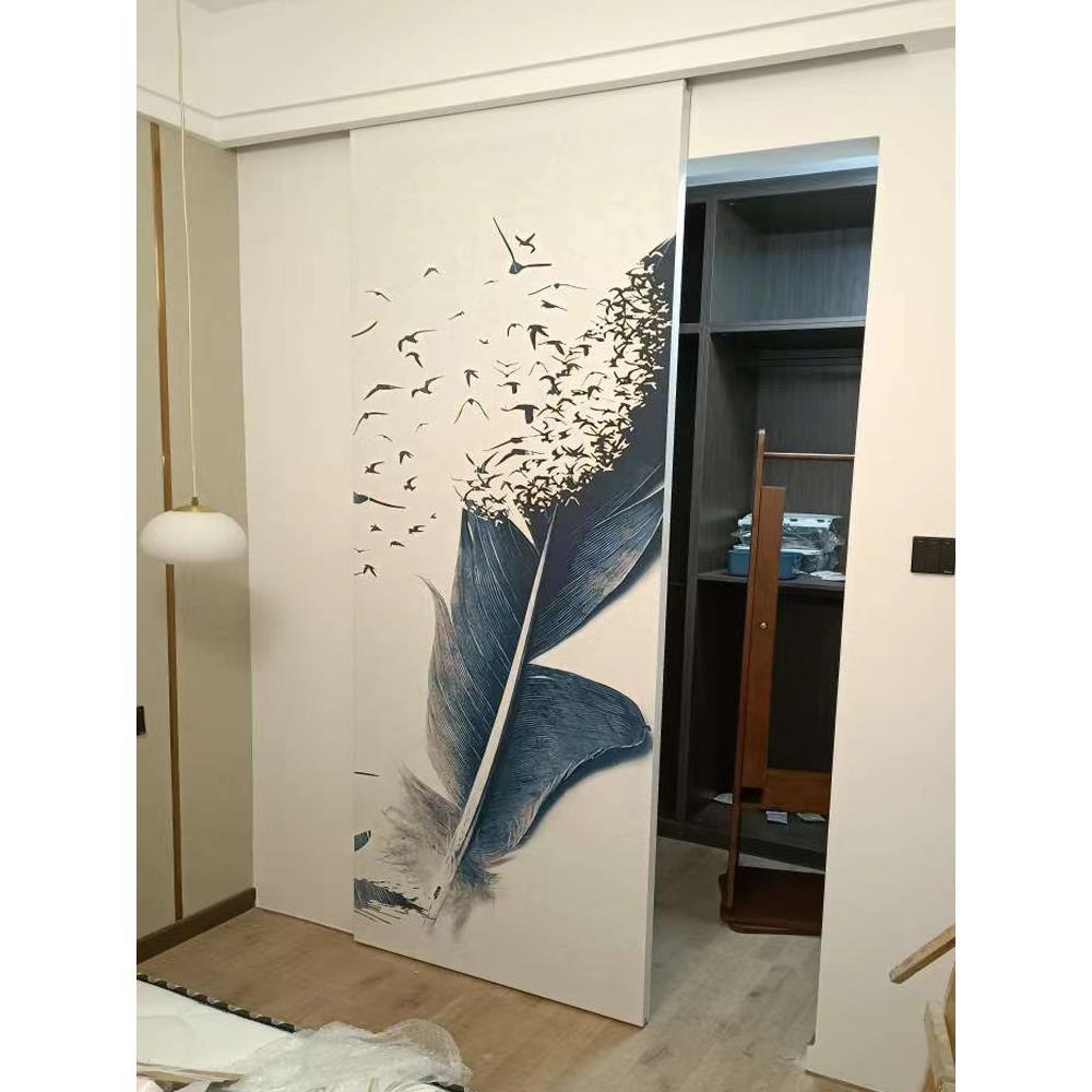 谷仓门工装移门木门无地轨门简约实木复合防水卫生间上吊轨推拉门