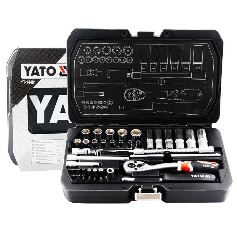 YATO套筒扳手42件套管棘轮多功能汽修车维修理工具箱组合套装