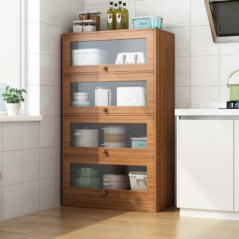 柜子置物柜置物架翻盖式储物柜厨房橱柜柜收纳落地碗柜多功能多层