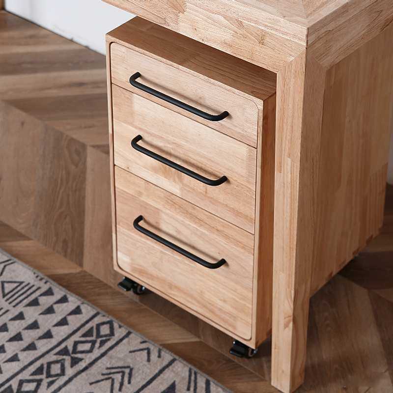 北欧桌下实木收纳柜抽屉斗柜置物储物桌边可移动书桌电脑文件矮柜