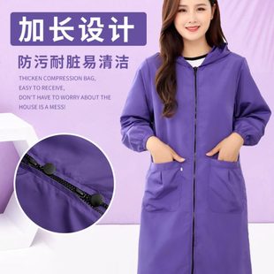 時(shí)尚 圍裙家用廚房做飯長(zhǎng)袖 罩衣大人女防水防油工作服冬季 加長(zhǎng)款