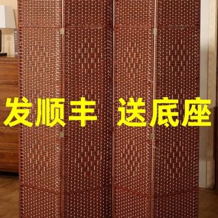 网红折屏客厅现代房间简易隔断田园玄关卧室折叠屏风 移动实木中式