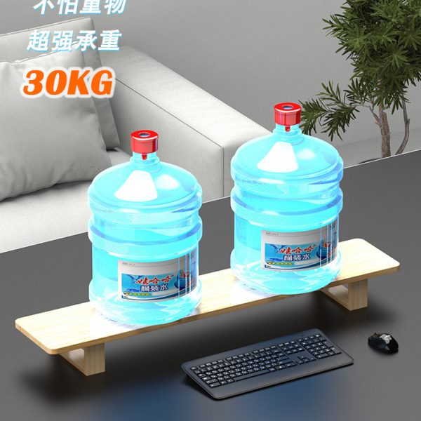 QD4D实木加长双屏台式电脑显示器架公室桌面键盘收纳置物架