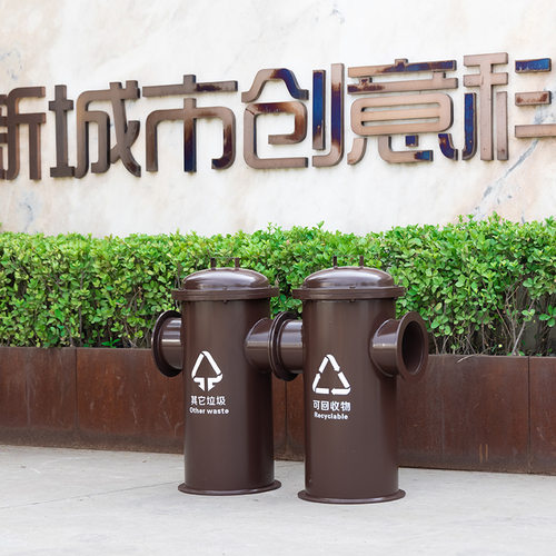 户外垃圾桶分类双桶果皮箱回收器公园景区创意简约垃圾箱厂家