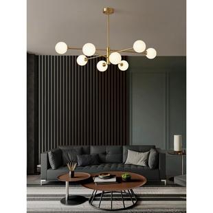 全铜北欧吊灯,现代极简主义客厅灯,创意魔豆分子灯,大气餐厅卧